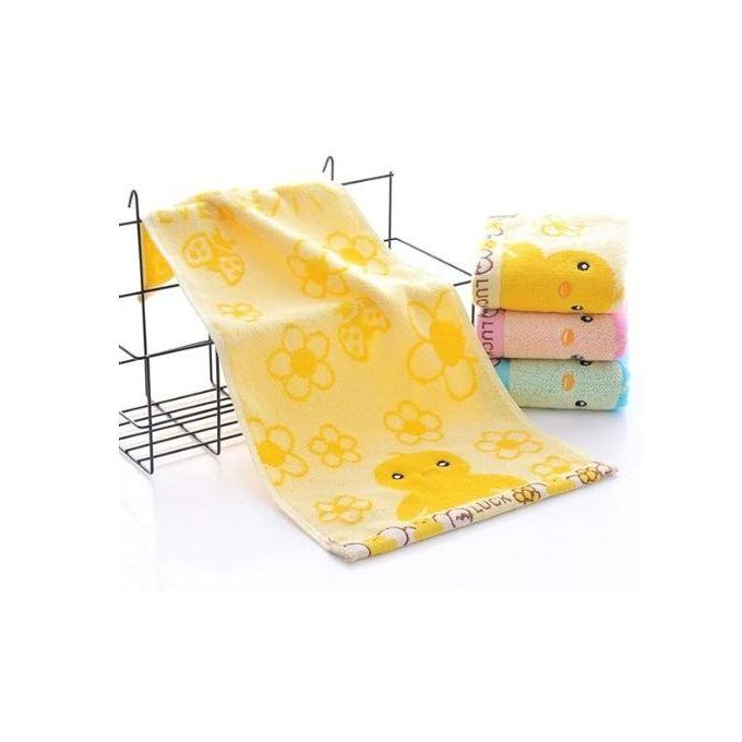 3PC Kids Cotton Towel Set 50x100cm - Soft Face & Hand Towels for Kindergarten, Nursery, Elementary School, Home Use - Multicolor
