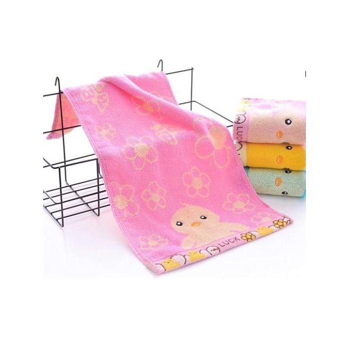 3PC Kids Cotton Towel Set 50x100cm - Soft Face & Hand Towels for Kindergarten, Nursery, Elementary School, Home Use - Multicolor