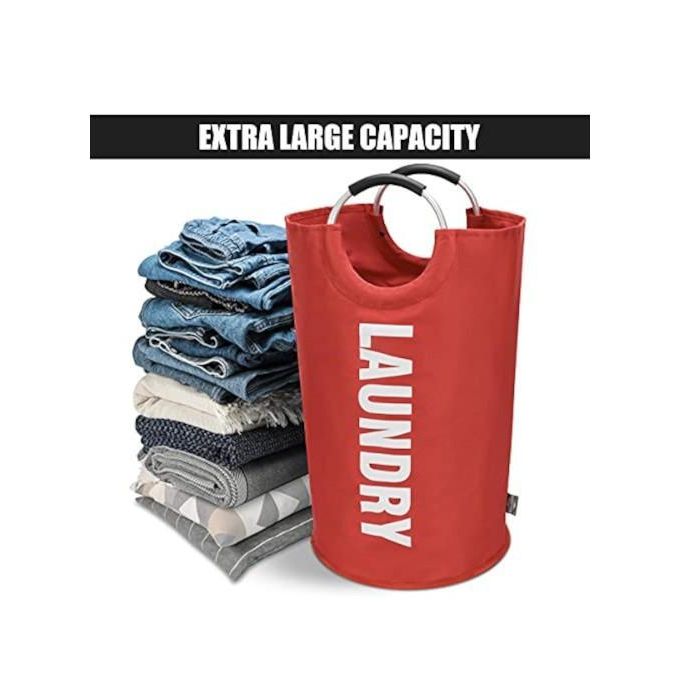Large Laundry Basket 82L, Dirty Clothes Hamper for Kids, 38x38x72cm Red Multicolor, Durable Storage for Bedroom & Bathroom