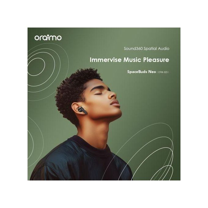 Oraimo SpaceBuds Neo True Bluetooth Spatial Earpods Wireless Charging - Black