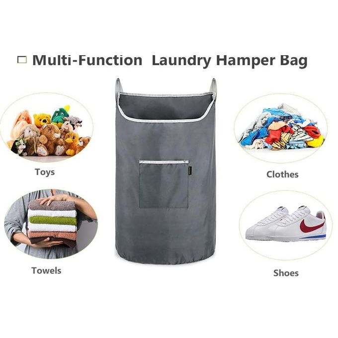 Overdoor Hanging Laundry Hamper with Clips - 57L Large Capacity, Pink, for Kitchen Bedroom Living Room, Space Saving Storage