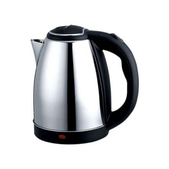 Fast Boiling Percolator Kettle 2 Liters - Silver/Black, Electric Hot Water Kettle for Kitchen, Durable Stainless Steel, Quick Heating, Large Capacity for Family Use