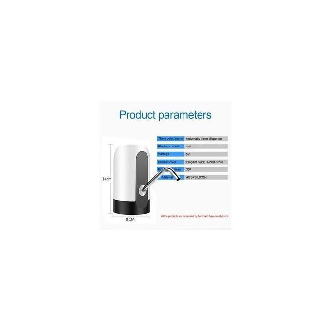 USB Charged Portable Water Dispenser - Black/White - Battery Operated Electric Water Pump for 5 Gallon Bottles, Camping, Travel, Home Use