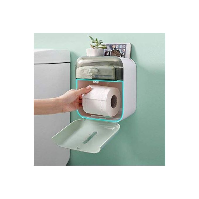 Wall Mounted Toilet Paper Holder - Waterproof Plastic Tissue Box Container for Bathroom Roll Paper Storage, Large Size