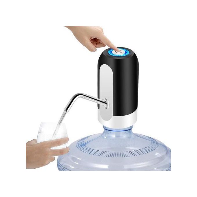 USB Charged Portable Water Dispenser - Black/White - Battery Operated Electric Water Pump for 5 Gallon Bottles, Camping, Travel, Home Use