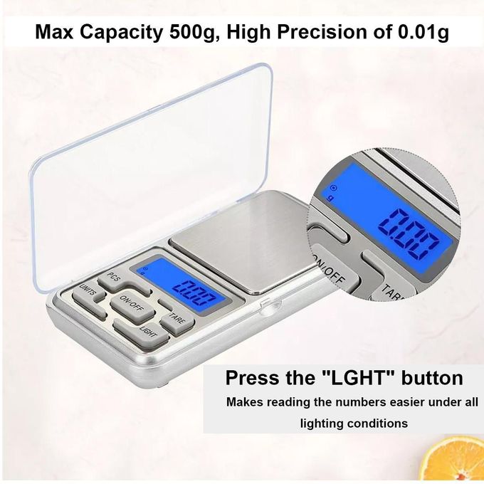 CYFAZA High-Precision Digital Pocket Scale 500g/0.01g LCD Backlit Display Silver - Portable Mini Jewelry Scale for Kitchen, Food, and Travel