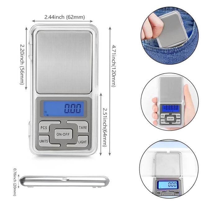 CYFAZA High-Precision Digital Pocket Scale 500g/0.01g LCD Backlit Display Silver - Portable Mini Jewelry Scale for Kitchen, Food, and Travel