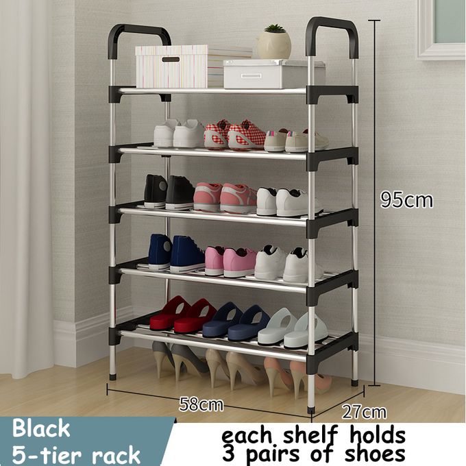CYFAZA 5-Tiers Shoe Rack Storage Organizer 18 Pairs Large Capacity - Durable Home Entryway Shelf for Men Women Kids, Space Saving, Easy Assembly, Black