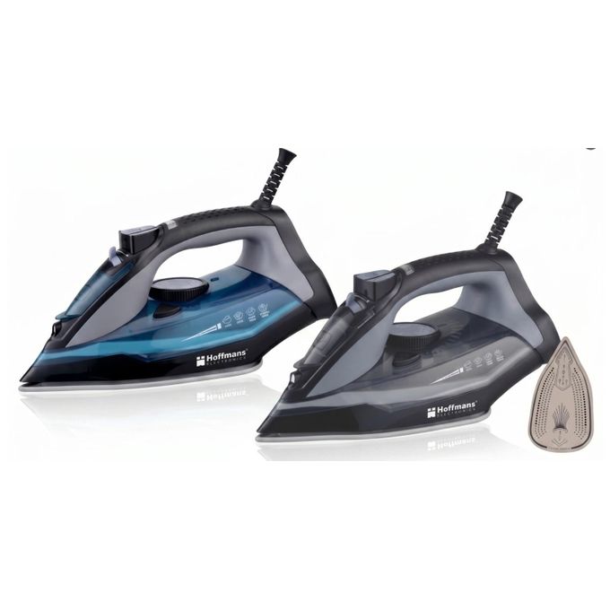 Hoffmans High-Power Electric Steam Iron HM-9062 - Green/Black, Fast Heat, Non-Stick Soleplate, Vertical Steam, Anti-Drip, Self-Cleaning, for All Fabrics, Home & Travel