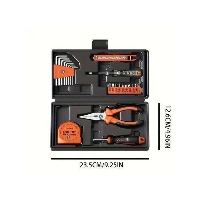 TIMBUTUS TIMBUTUS 23-Piece Home Repair Tool Set - Carbon Steel, Plastic Case, Multi-Purpose Use, Orange
