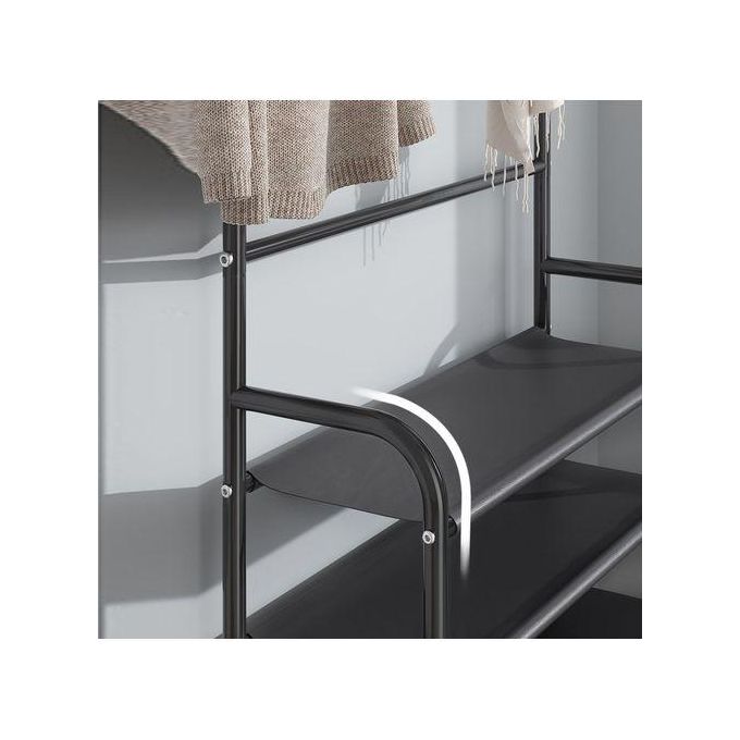 Bekia Integrated Shoe Rack and Coat Rack Multi Functional Storage Rack for Home Entryway, Black, Space Saving Organizer