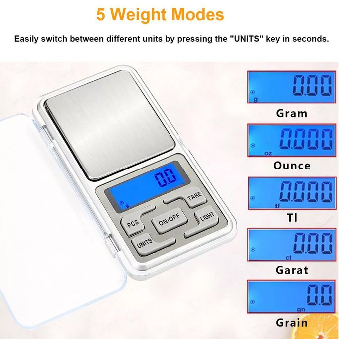 CYFAZA High-Precision Digital Pocket Scale 500g/0.01g LCD Backlit Display Silver - Portable Mini Jewelry Scale for Kitchen, Food, and Travel