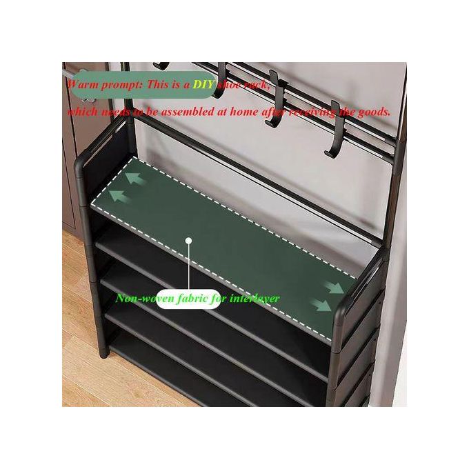 Bekia Integrated Shoe Rack and Coat Rack Multi Functional Storage Rack for Home Entryway, Black, Space Saving Organizer