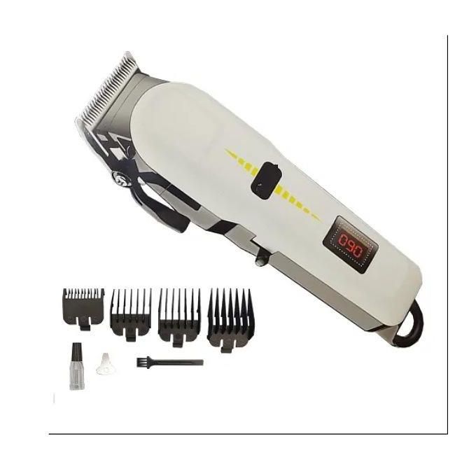 Geemy Professional Rechargeable Hair Clipper Trimmer for Men - White & Black, Cordless Electric Shaver, Home Salon Use