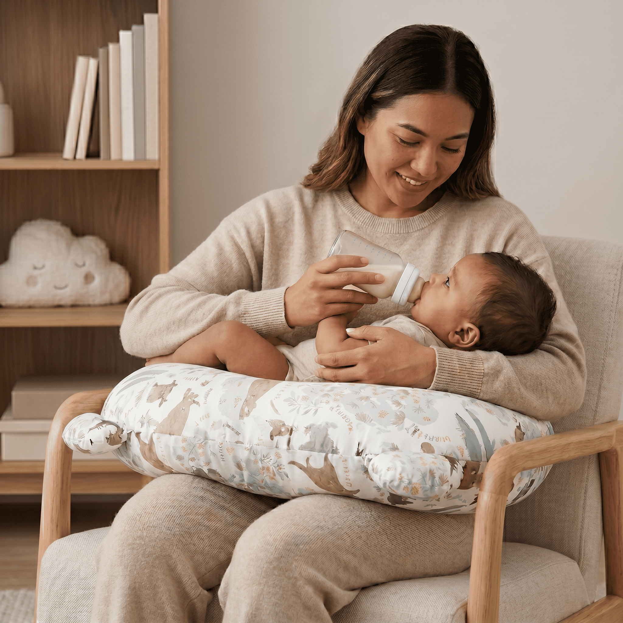3-in-1 Nursing Pillow | Multipurpose Breastfeeding Support Cushion | Baby Feeding, Sitting & Tummy Time Pillow | Removable Washable Cover