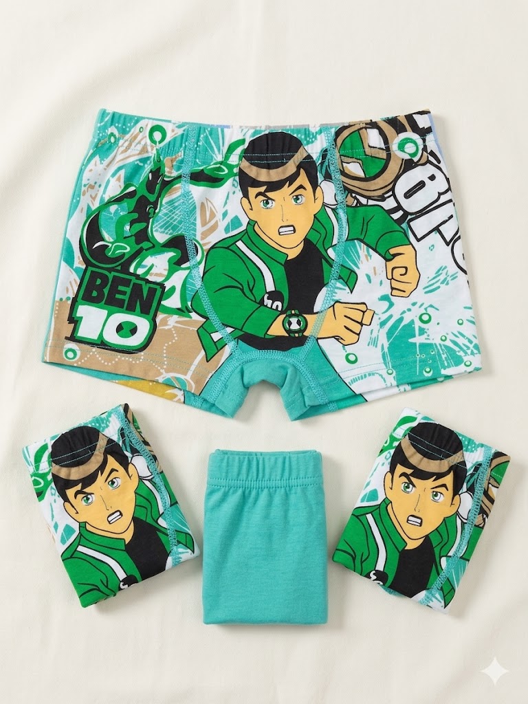 Boys Ben 10 Cartoon Print Cotton Boxer Briefs – Comfortable Kids Underwear Designed with an active child in mind, they offer a secure, tagless-style fit that moves with them
