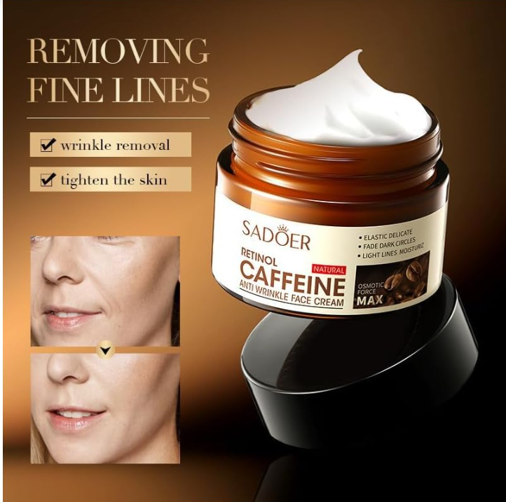 Sadoer Retinol & Caffeine Anti-Wrinkle Eye Cream – Dark Circles & Fine Lines Treatment, Firming Eye Care