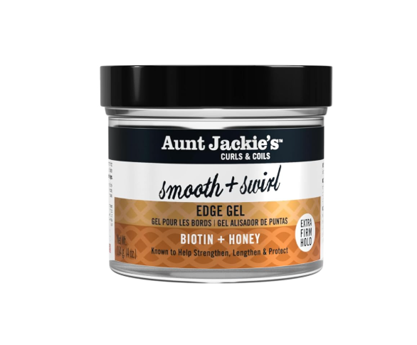 Aunt Jackie’s Curls & Coils Smooth + Swirl Edge Gel for Strong Hold, Sleek Edges & Frizz Control – Natural Hair Styling Gel