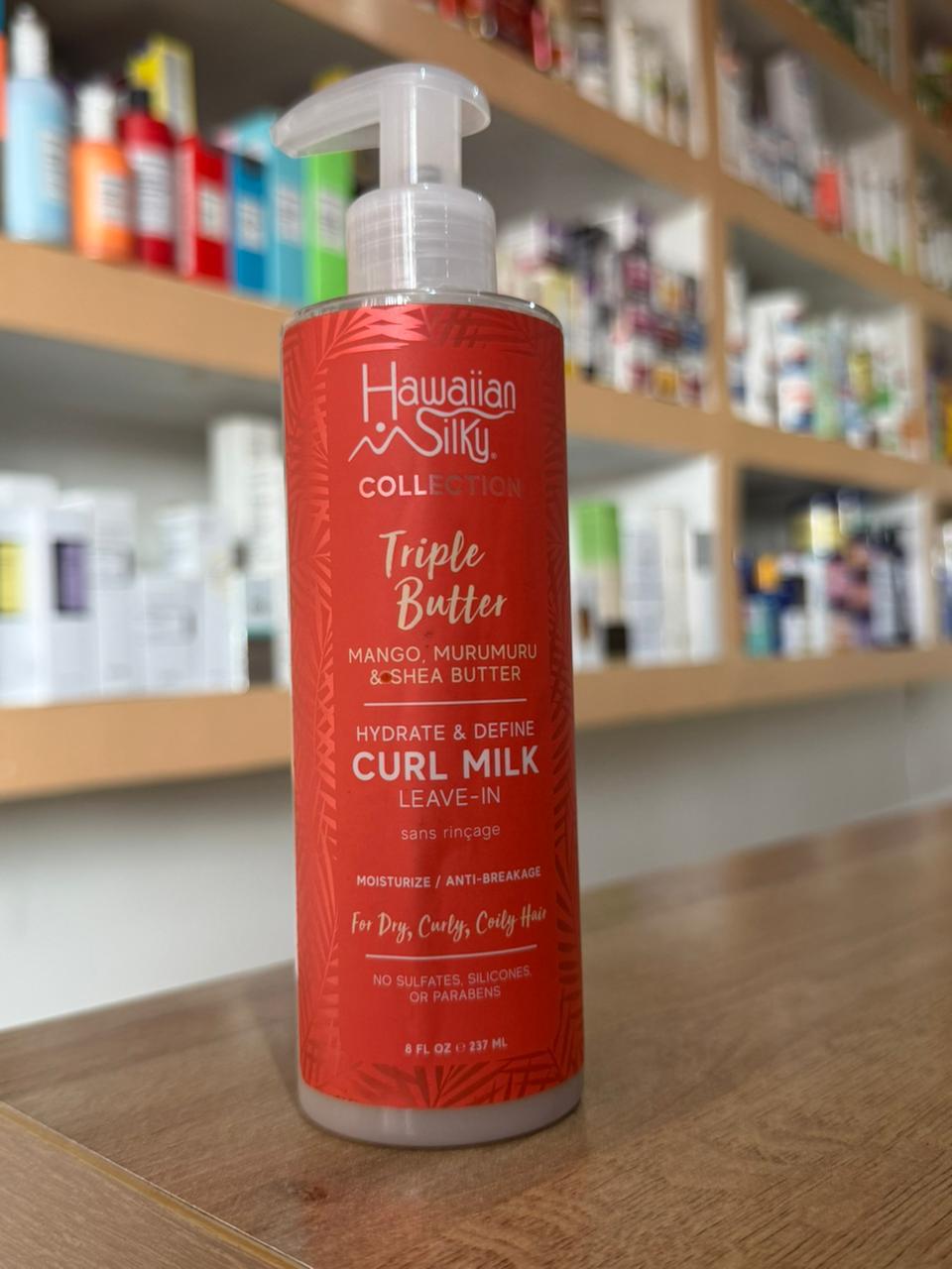 Hawaiian Silky Triple Butter Curl Milk Leave-In Conditioner 8oz | Hydrate & Define Curls, Anti-Frizz Hair Moisturizer