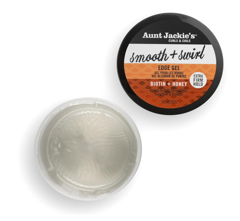 Aunt Jackie’s Curls & Coils Smooth + Swirl Edge Gel for Strong Hold, Sleek Edges & Frizz Control – Natural Hair Styling Gel