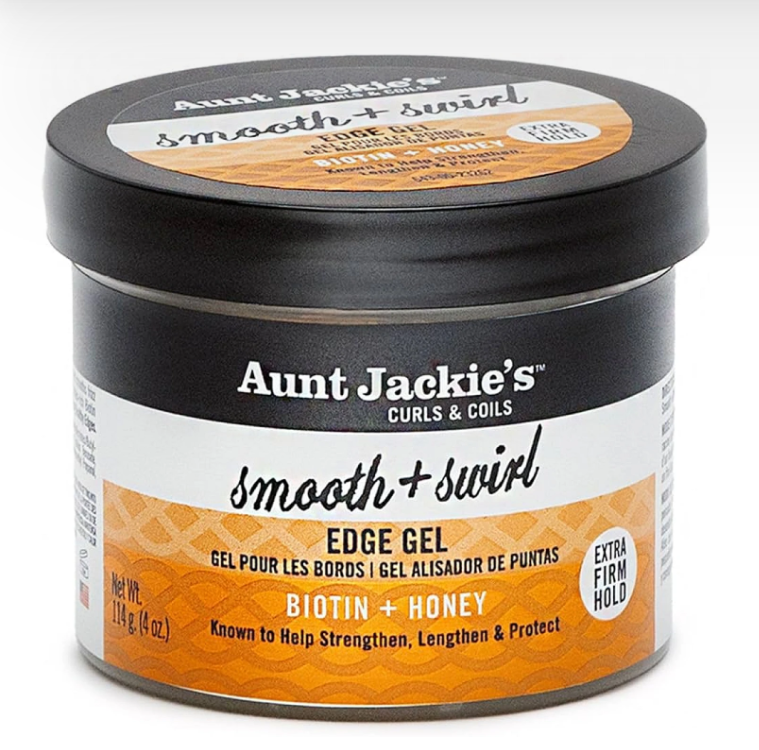 Aunt Jackie’s Curls & Coils Smooth + Swirl Edge Gel for Strong Hold, Sleek Edges & Frizz Control – Natural Hair Styling Gel