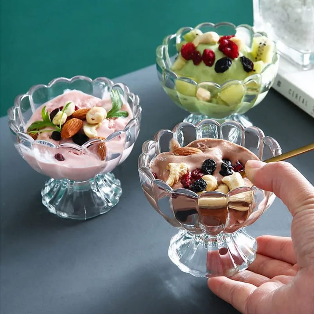 NEW ARRIVAL – ELEGANT ICE CREAM & DESSERT GLASS BOWL ✨🍨❗️SERVE YOUR DESSERTS IN STYLE 💎Premium Transparent Glass Dessert Bowl Perfect for Ice Cream, Fruit Salad, Yogurt, Pudding, Snacks