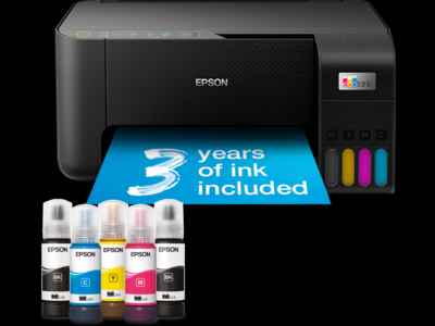 {With inks} Brand New Epson Office Printer | Epson L3210 ECOTANK Printer Black in Color, Print, Scan, Copy and Wireless| All in one Office Printer | Portable and Easy to Install and Print