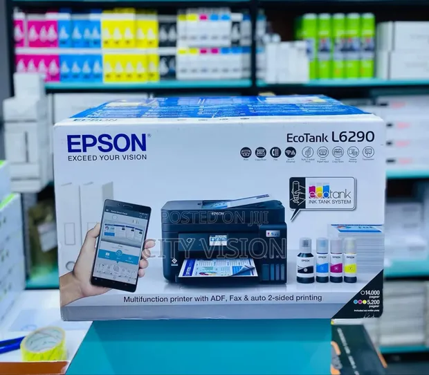 {With inks} Brand New Epson Office Printer | Epson L6290 ECOTANK Printer Black in Color, Print, Scan, Copy and Wireless| All in one Office Printer | Portable and Easy to Install and Print