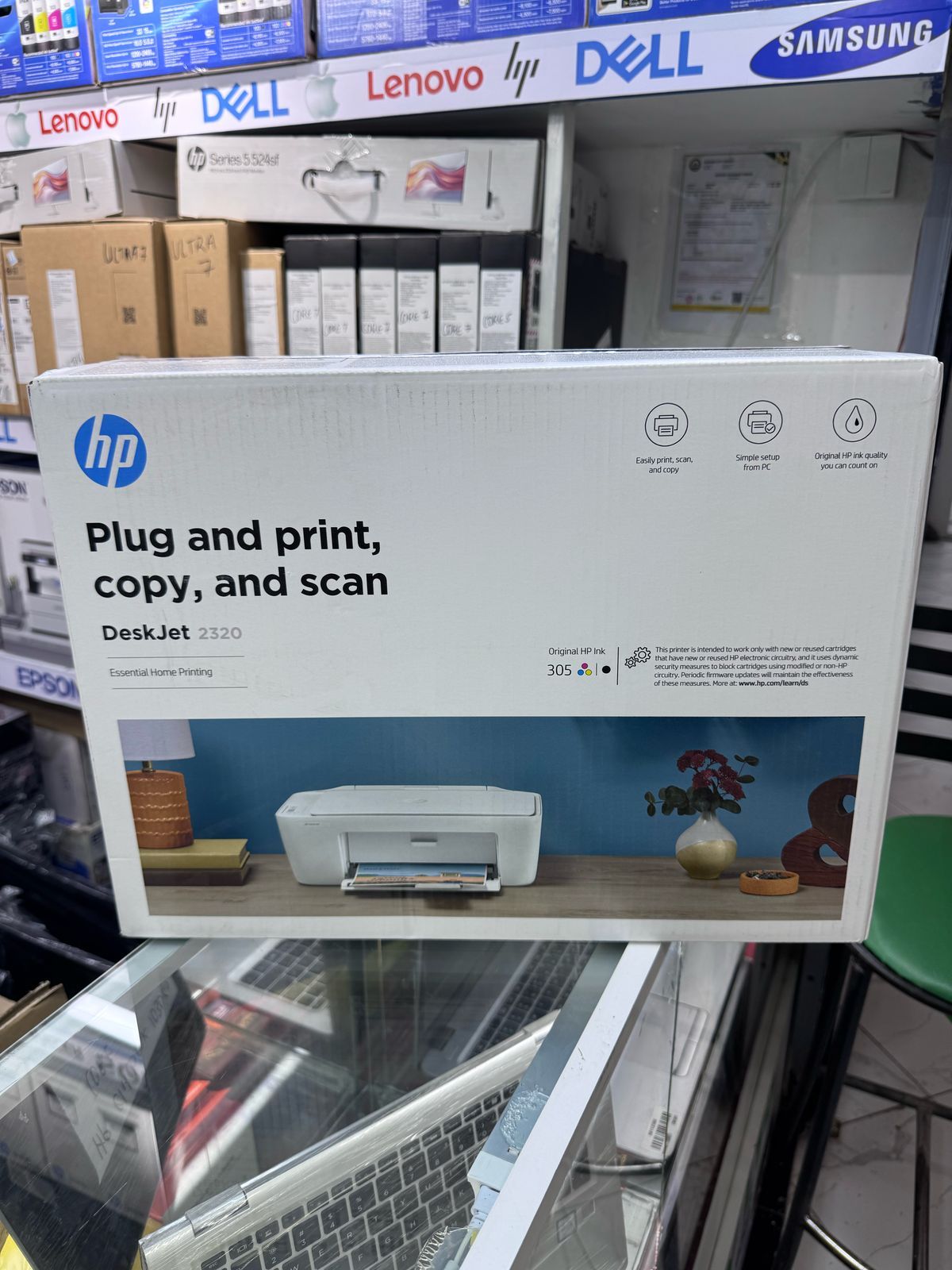 (+ FREE Printer Cable) HP DeskJet Ink Advantage 2875 All-in-One Printer | HP DeskJet Ink Advantage 2875 Colour Inkjet Printer for Home and Office | HP 2320 Print Scan Copy Multifunction Machine