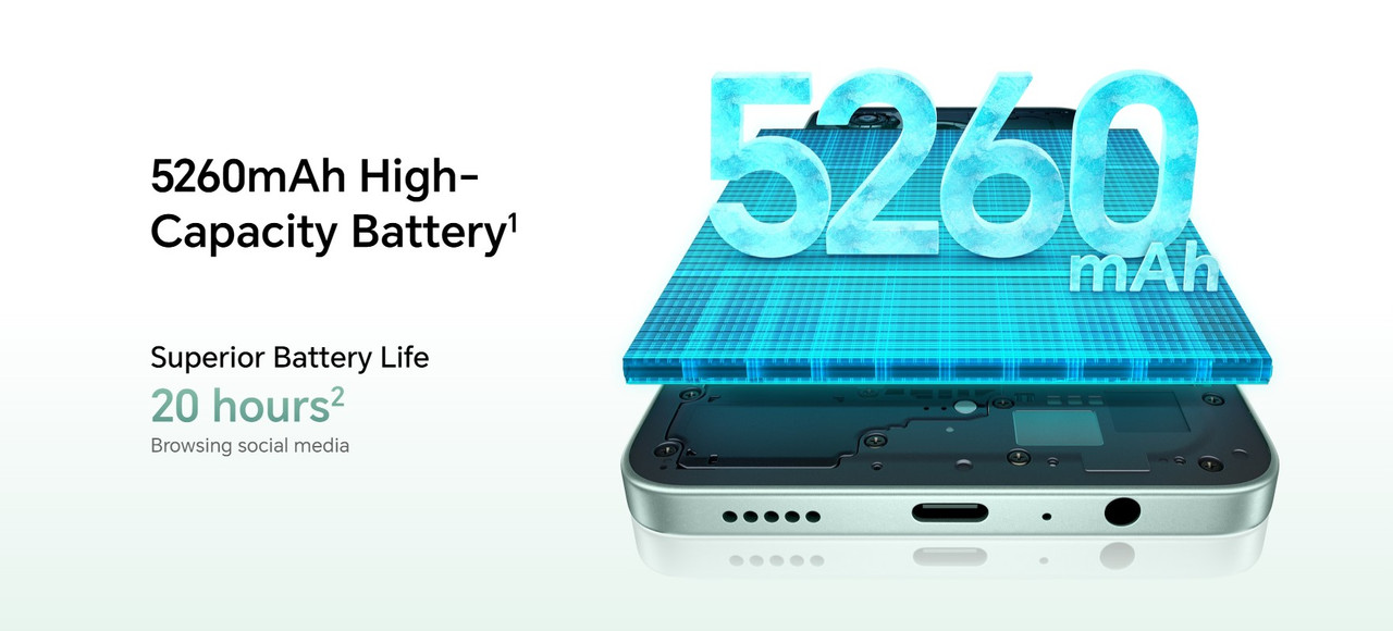 Brand New Honor X5C Plus 128GB+8(4+4)GB Storage 90Hz 6.74" Display MediaTek Helio G81 50MP Main Camera 5260mAh Massive Battery Side Fingerprint 4G Smart Phones Midnight Black