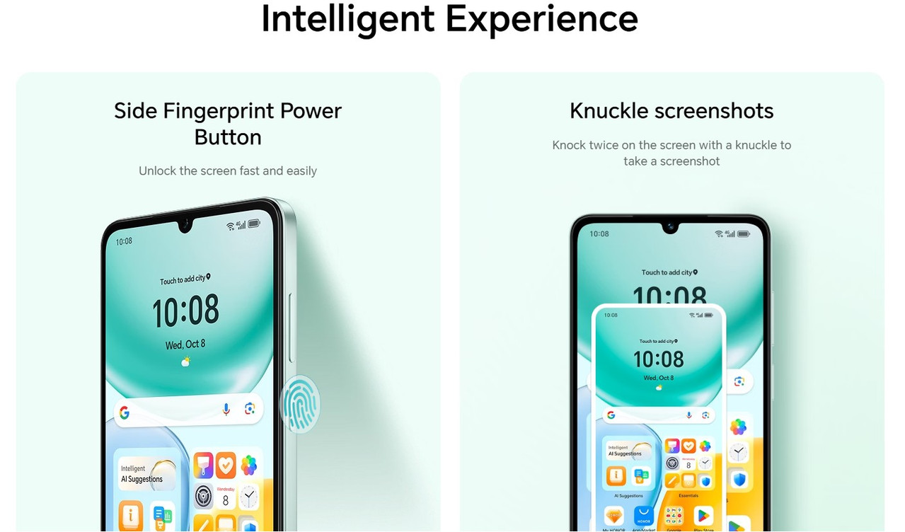 Brand New Honor X5C Plus 128GB+8(4+4)GB Storage 90Hz 6.74" Display MediaTek Helio G81 50MP Main Camera 5260mAh Massive Battery Side Fingerprint 4G Smart Phones Midnight Black