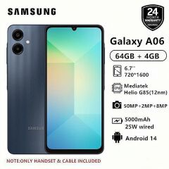 [Black Friday Sale] Brand New Samsung Galaxy A06 64GB+4GB 6.7" 90Hz MTK Helio G85 (12nm)  50MP Camera 5000mAh 25W Type-C Charge Android 14 Smart Phones phone Samsung A06