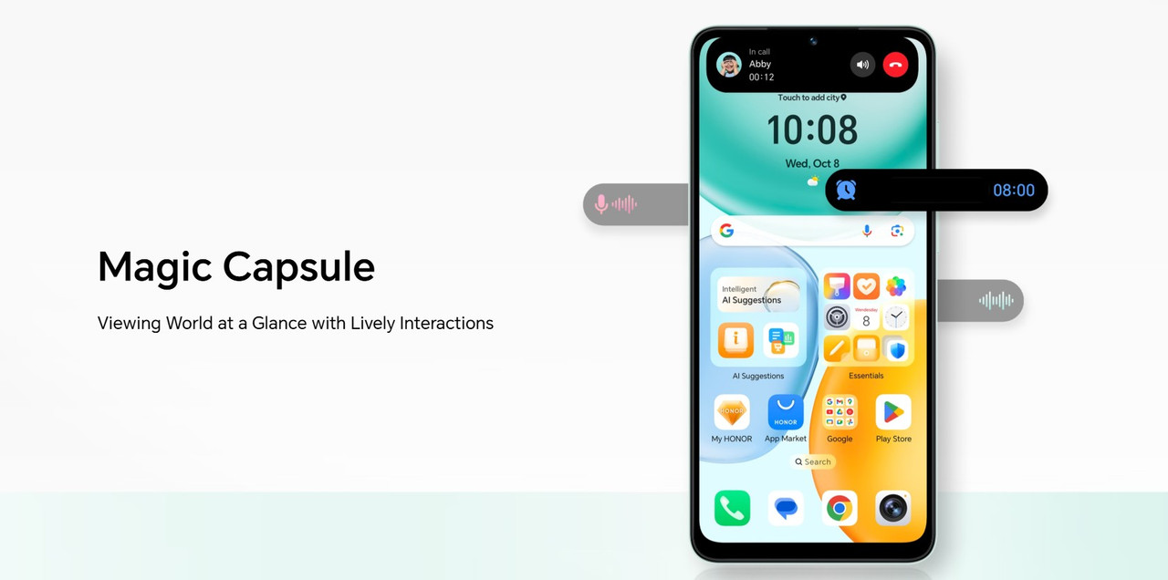 Brand New Honor X5C Plus 128GB+8(4+4)GB Storage 90Hz 6.74" Display MediaTek Helio G81 50MP Main Camera 5260mAh Massive Battery Side Fingerprint 4G Smart Phones Midnight Black