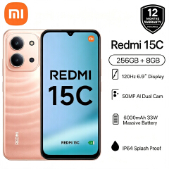 [Xiaomi Official] Brand New Redmi 15C 256GB ROM + 16(8+8)GB RAM 6.9'' 120Hz Display 6000mAh 33W 50MP Main +8MP Front Cam Fast Charger Xiaomi Hyper OS Side Fingerprint Smartphone smart phones