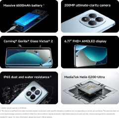 [Free Gift] Redmi Note 15 Pro 256GB + 8GB 6.77" 120Hz AMOLED Display MediaTek Helio G200-Ultra 6500mAh Massive Battery 108MP Super-clear Camera IP65 Watreproof Type C Charger Smart Phones