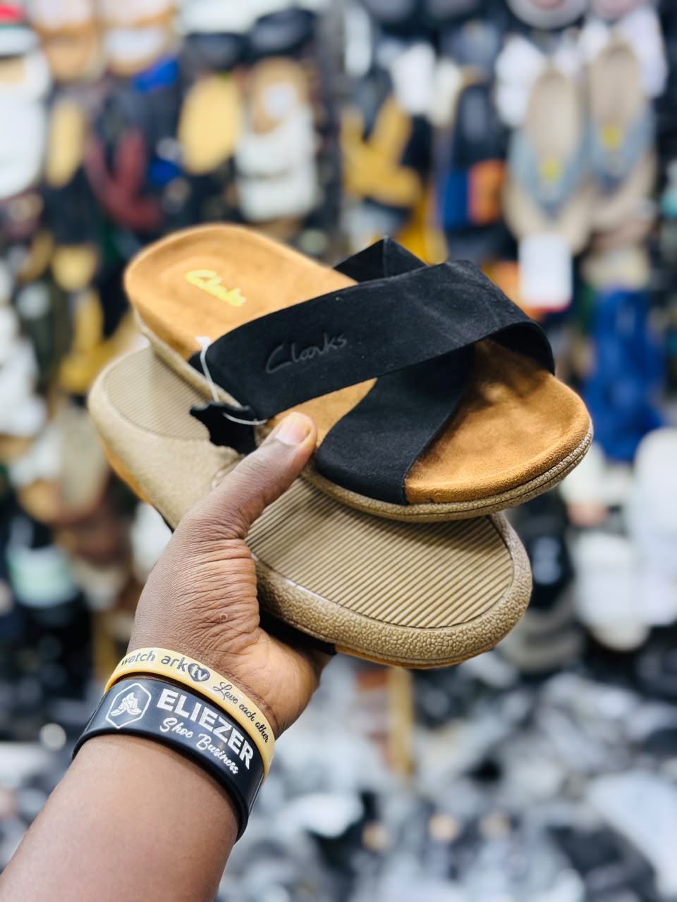 Clarks Men's Premium Suede Cross-Strap Slide Sandals