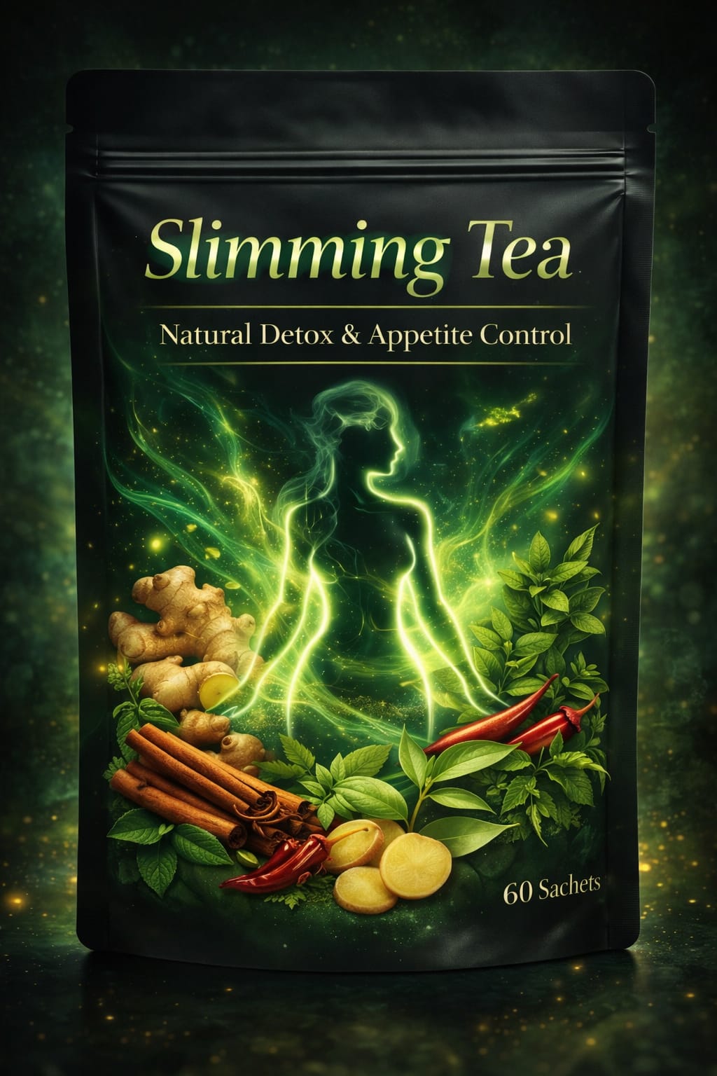 Organic herbal slimming tea made with natural ingredients like moringa, cayenne pepper,tumeric,mint and cinnamon for slow fat burn