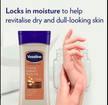 Vaseline Intensive Care Cocoa Radiant Body Oil With Pure Cocoa For Glowing Skin -200ml