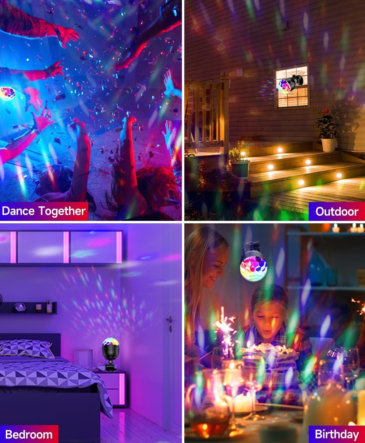 RGB Disco Ball Party Light with Remote | 16-Color LED Strobe DJ Light for Home, Birthday, Christmas, Karaoke, and Club Decorations (Pack-1), abs, Corded Electric, Black