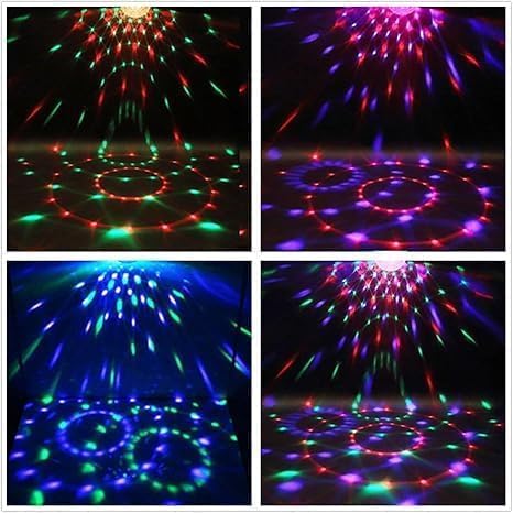 RGB Disco Ball Party Light with Remote | 16-Color LED Strobe DJ Light for Home, Birthday, Christmas, Karaoke, and Club Decorations (Pack-1), abs, Corded Electric, Black
