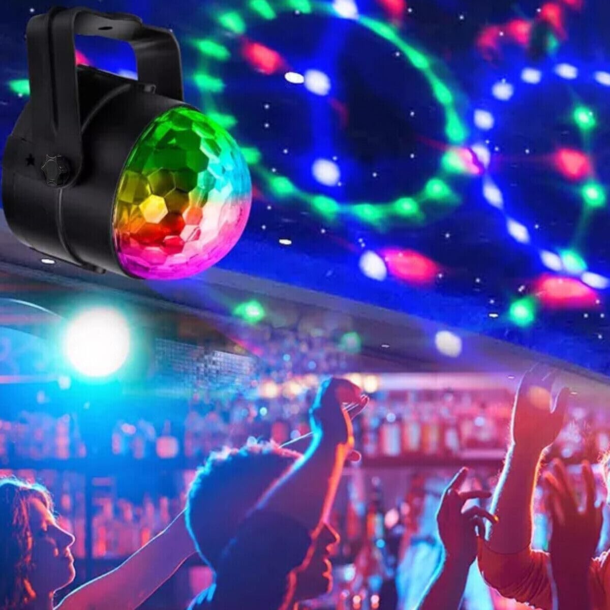 RGB Disco Ball Party Light with Remote | 16-Color LED Strobe DJ Light for Home, Birthday, Christmas, Karaoke, and Club Decorations (Pack-1), abs, Corded Electric, Black
