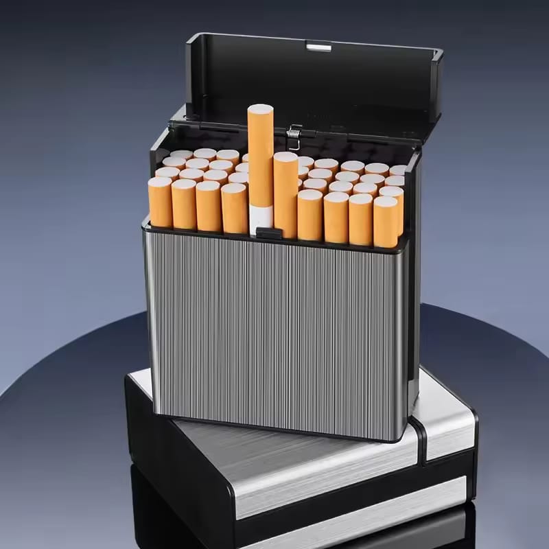 Large Metal Cigarette Case, Stainless Steel Cigarette Case, Cigarette Box for 40 Cigarettes