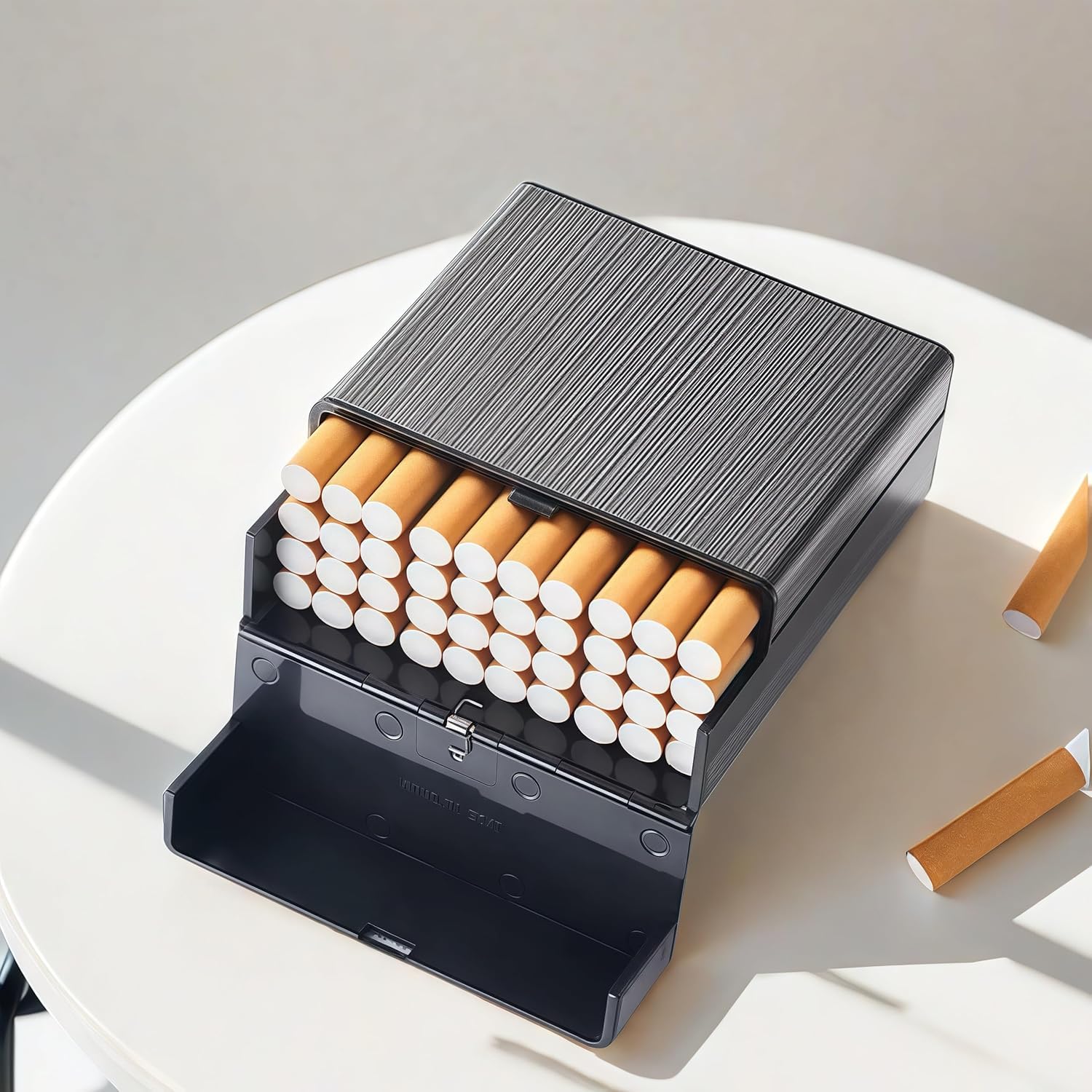 Large Metal Cigarette Case, Stainless Steel Cigarette Case, Cigarette Box for 40 Cigarettes