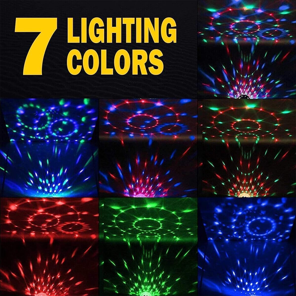 RGB Disco Ball Party Light with Remote | 16-Color LED Strobe DJ Light for Home, Birthday, Christmas, Karaoke, and Club Decorations (Pack-1), abs, Corded Electric, Black