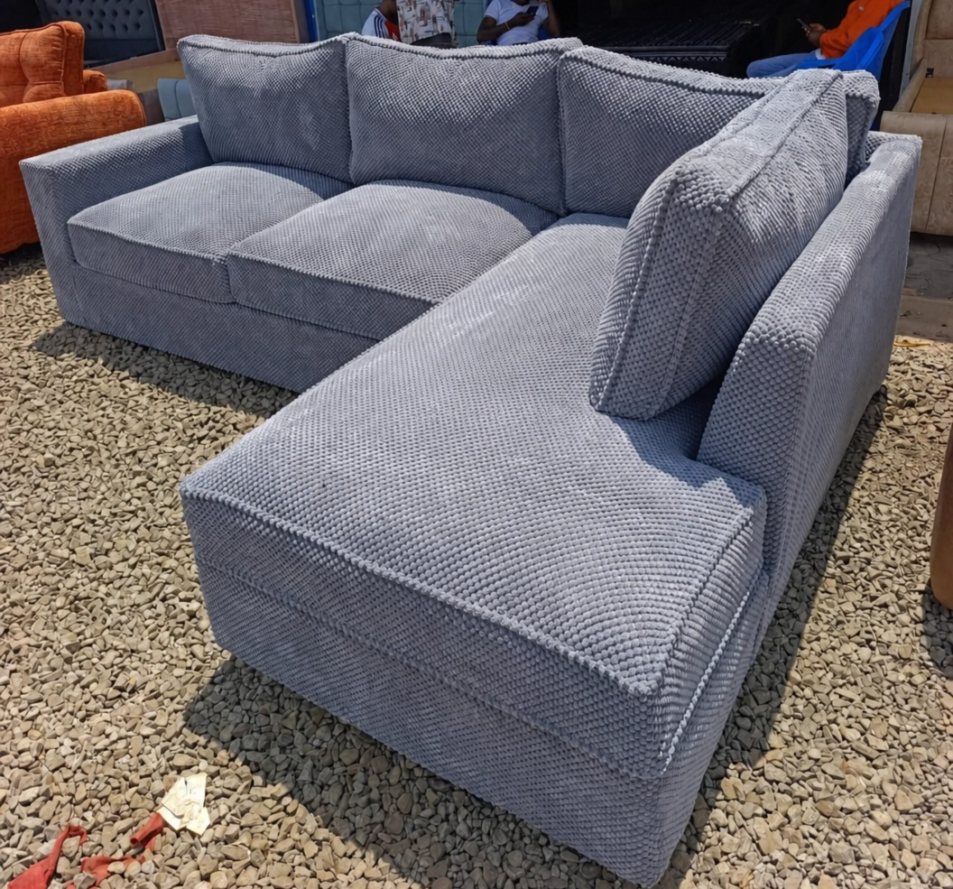 Bubble fabric 6 seater l shaped sofa with FREE RANDOM THROW PILLOWS GIFT