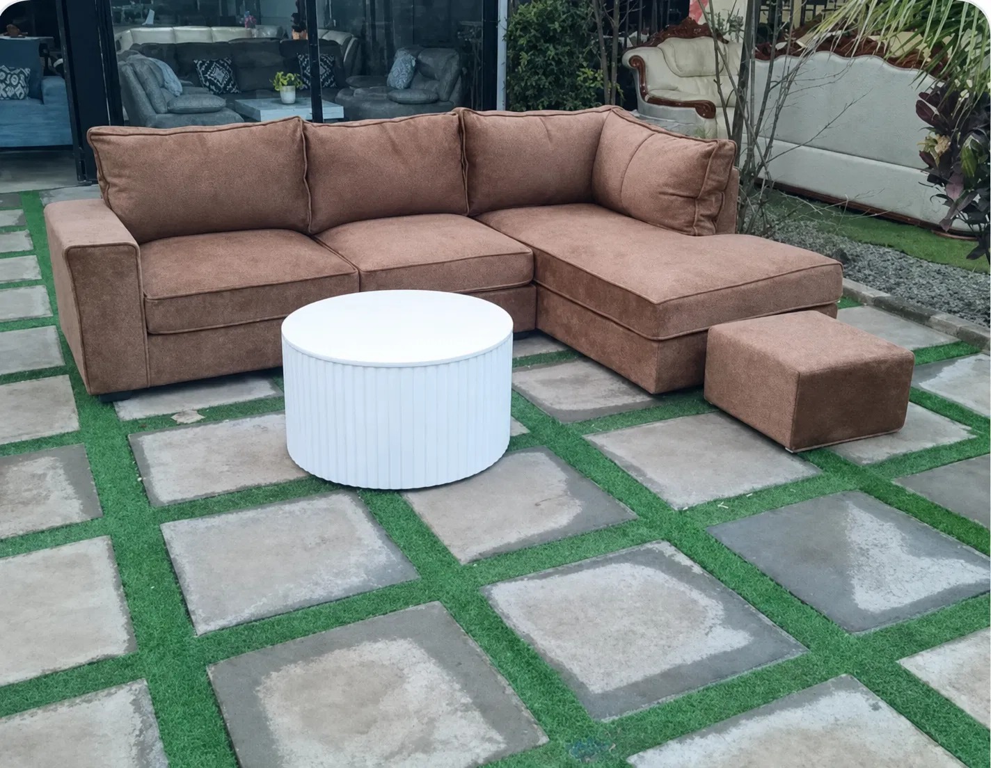 Velvet 4 Seater L Shaped Sofa with FREE RANDOM THROW PILLOWS GIFT