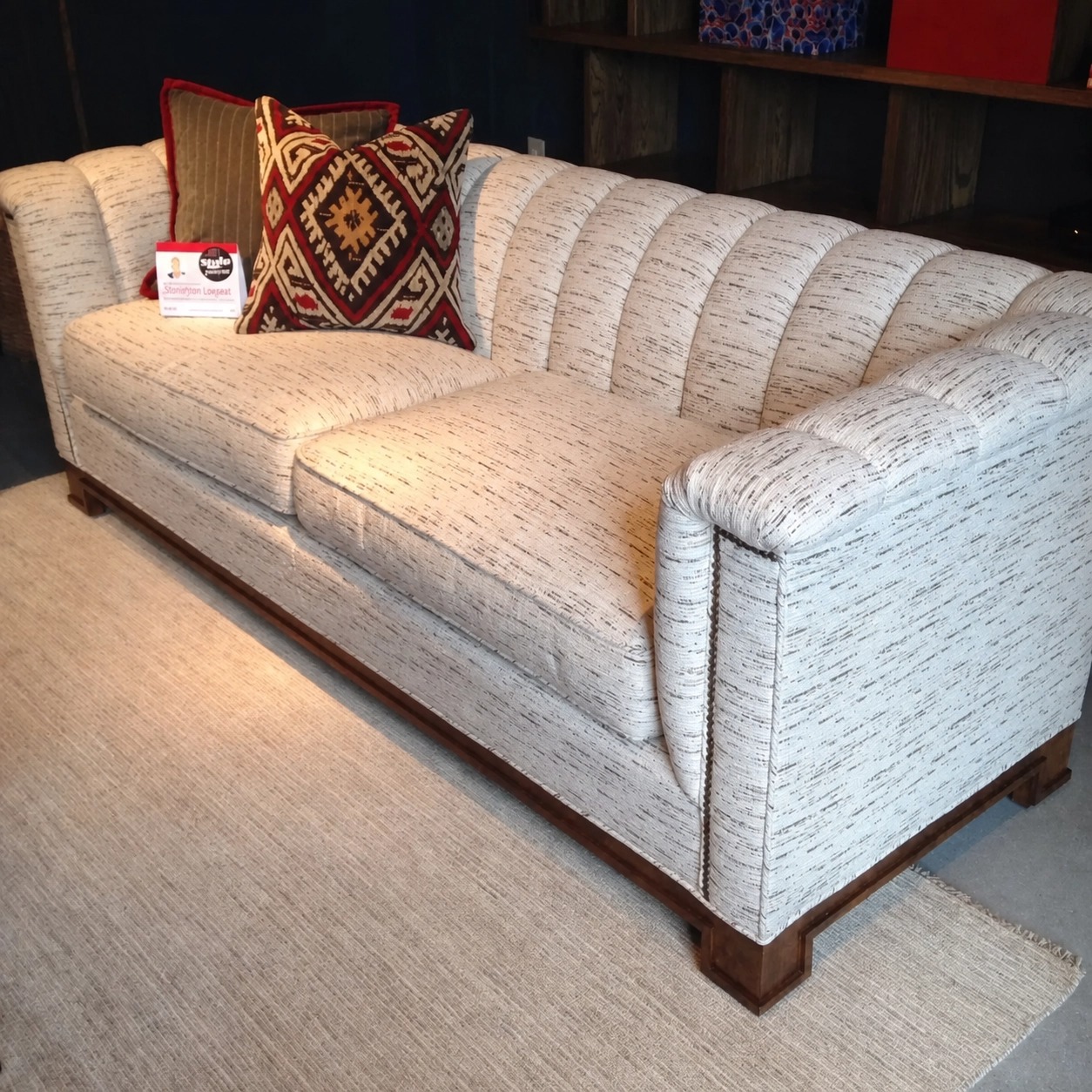 Elegant 3-Seater Channel Tufted Sofa - Modern Cream Textured Fabric Couch for Living Room