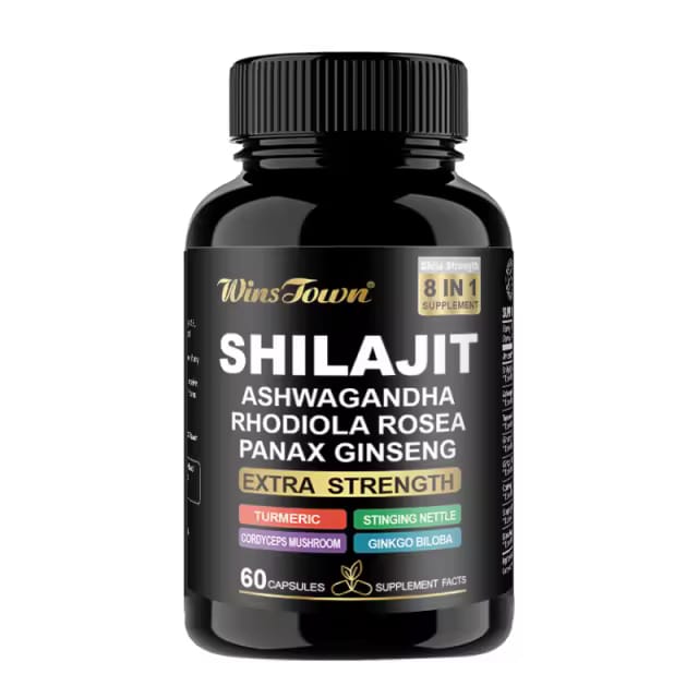 PURE SHILAJIT Capsules With Ashwagandha Ginseng & More Fulvic Acid for Men/Women - 60caps