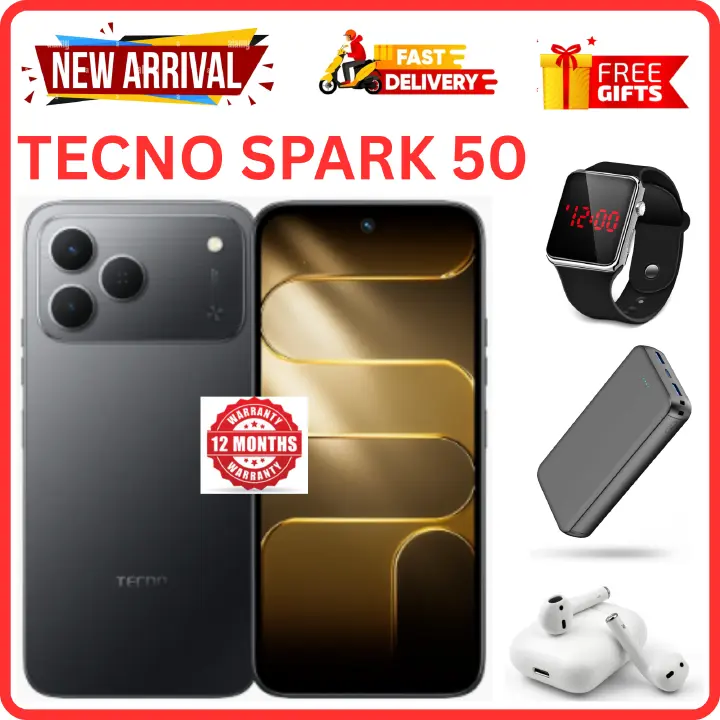 NEW ARRIVALS!!!! BRAND NEW TECNO SPARK 50 4G SMARTPHONE 128GB ROM+ 4GB RAM 6.78" INCH SCREEN 120Hz REFRESH RATE 6700mAh Battery 18W FAST CHARGING, 50MP CAMERA