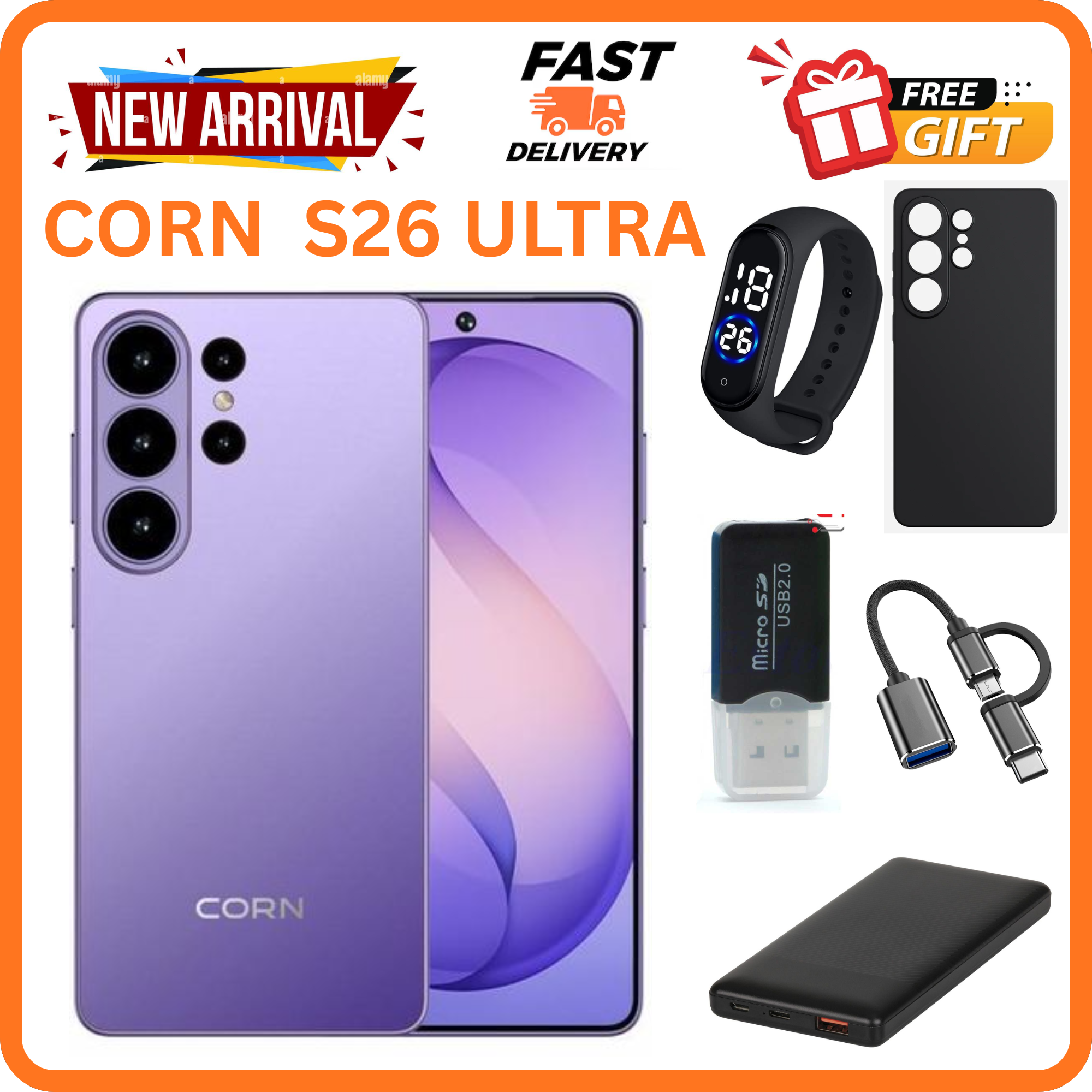 NEW ARRIVALS!!!!BRAND NEW CORN CLASSY S26 ULTRA 64GB STORAGE 5GB( 2+3GB EXTENDED RAM) 5000MAh REAL battery 6.6"HD+ screen DISPLAY Fingerprint Type C 13mp ULTRA CAMERA + 8mp selfie Dual sim SMARTPHON